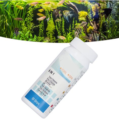 Bandelettes de Test 6 Paramètres pour Aquariums et Piscines - Facile et Rapide (50 Pièces) (1/5)