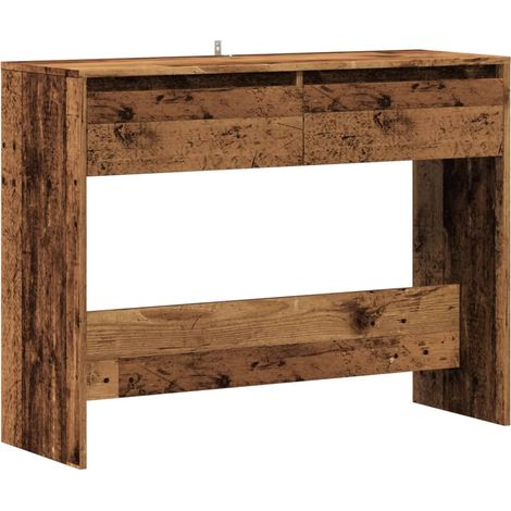 Table console，Table d'appoint，Bout de canapé，Meuble d'entrée vieux bois 100x35x76,5 cm bois d'ingénierie