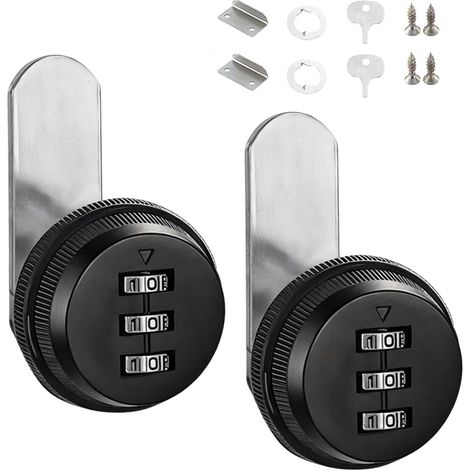 2Pcs Serrure Code Boite Aux Lettres 20mm Barillet Boite Aux Lettres Code Verrouillage, 3 Code à Chiffres Combinaison Serrure Pour La Boîte Aux Lettres Du Tiroir (5-12mm) (1/5)