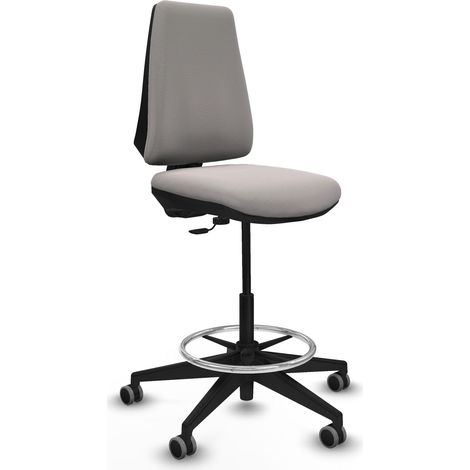 Taburete Elche CP similpiel blanco base piramidal ruedas 65mm engomadas