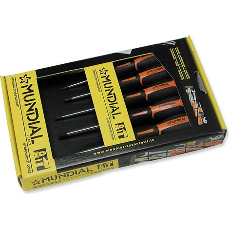 SET SERIE CACCIAVITI GIRAVITI 5pz PUNTA TORX CON FORO ELETRONICA MUNDIAL