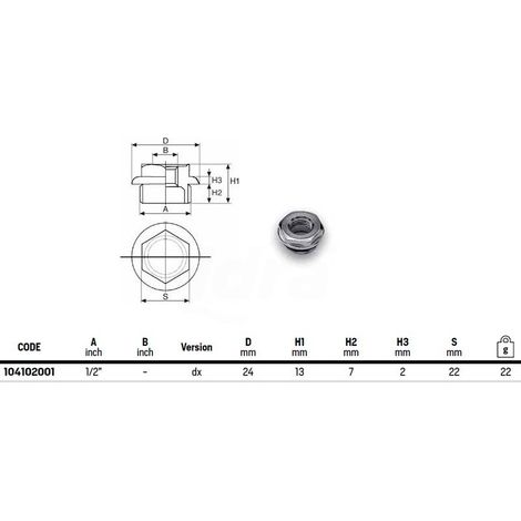 Tappo in ottone cromato serie 1/2” con flangia ø 28 filetto con tenuta o-ring 104102001 (1/3)