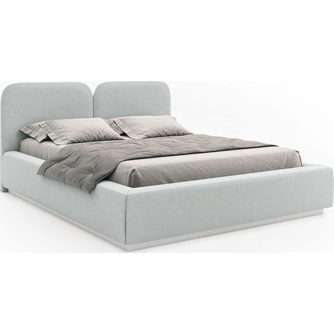 Selsey Comoves – Polsterbett 140x200 mit Veloursbezug, LED, Bettkasten und Lattenrost Hellgrau