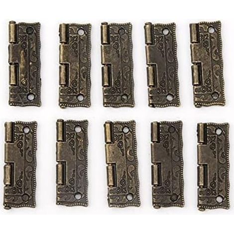 Lot de 10 charnières de porte rétro en bronze pour armoire, boîte à bijoux antique, charnières décoratives pour meubles en bois.