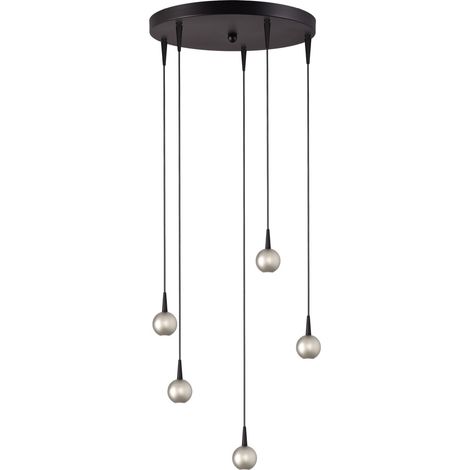 Lampe suspendue à 5 lumières Talana noir avec nickel Ø 35cm DTW - 2412-05-37-35-5 (1/3)