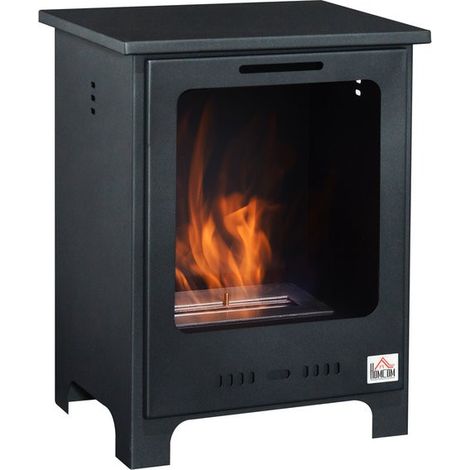 Cheminée bioéthanol sur pied noire – Brûleur inox 1,5L – Puissance 1,2 kW – Surface de chauffe 20-25 m² – Dimensions 40L x 30l x 50H cm – MH (1/5)