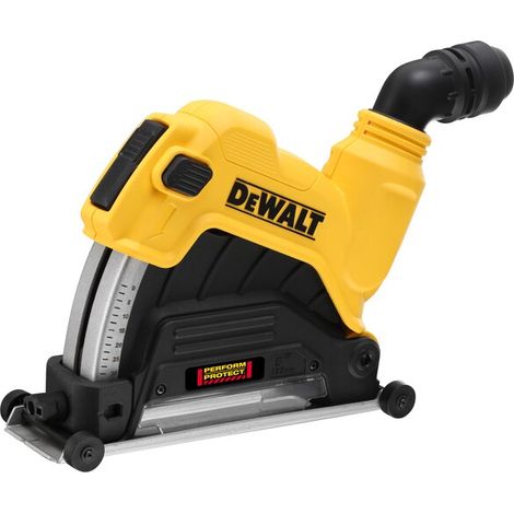 Dewalt – Couvercle de protection pour meuleuse – Coupe béton 125 mm – Profondeur réglable 35 mm – Aspiration rotative – Roulettes de guidage