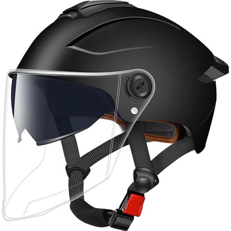 Casque de Moto léger Casque Demi-pour Cyclomoteur,Double Visière Respiratoire Protection pour Course Scooter Motocross Sportive Conduite Extérieure Femmes (1/5)