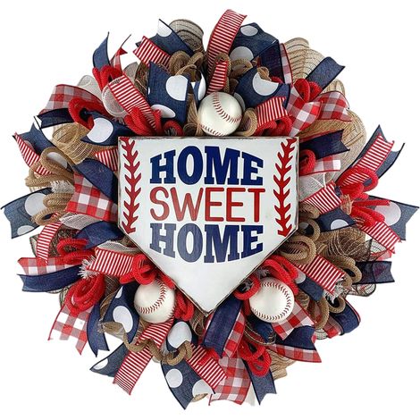 Couronne de Fête Nationale Américaine pour Porte d'Entrée, Décorations Bleu Blanc Rouge pour Memorial Day et 4 Juillet, Idée Cadeau Fête de l'Indépendance