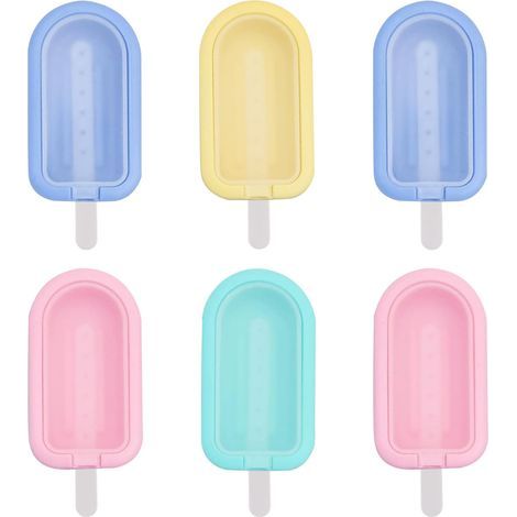 Eisformen aus Silikon mit Silikondeckeln und Silikonstielen für selbstgemachte Desserts und Eis am Stiel, 6 Stück (1/5)