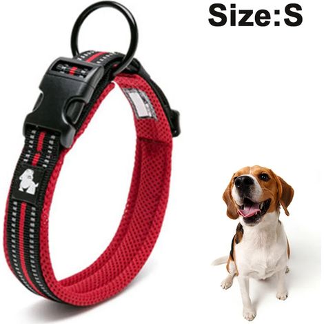 Hundehalsband aus Nylon, Reflektierendes Hundehalsband zum Laufen, hochwertiges Sporthalsband, extra Komfort für aktive Hunde(S, Rot)