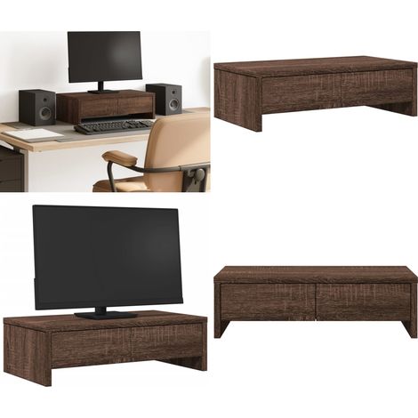 vidaXL Monitorständer mit Schubladen Braun Eichen-Optik 50x27x15 cm (1/5)