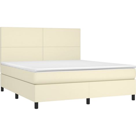 Cama box spring con colchón cuero sintético crema 180x200 cm vidaXL (1/3)