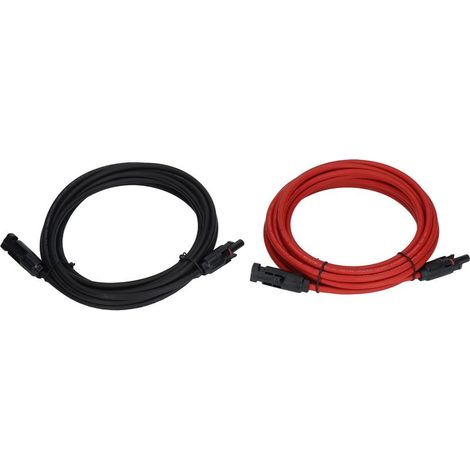 Câble d'extension solaire 10AWG 6mm² 2 pièces, 5m, rouge et noir, 1000V DC (1/5)
