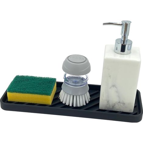 1 Tapis D'égouttage, Silicone, 30x11cm, Bord Surélevé, Séchage Rapide, Pour Cuisine Et Salle De Bain
