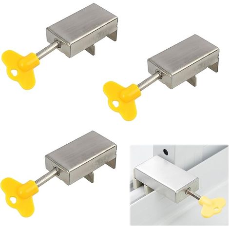 3 Pièces de Sécurité pour Baie Coulissante en Aluminium - Serrure Robuste avec Clés pour Porte et Fenêtre Coulissante,Sécurité Fenêtre Enfant,Verrou Baie Coulissante,Protection Contre les Intrusion (1/5)