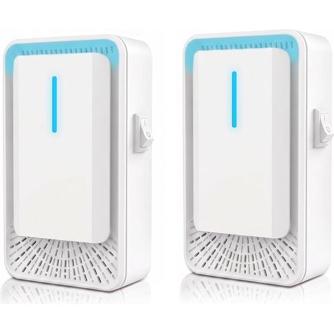Lot de 2 purificateurs d'air et mini générateurs d'ionisation, purificateur d'air à prise murale avec ions négatifs contre la fumée et les odeurs d'animaux pour chambre, salon, bureau (blanc) (1/5)