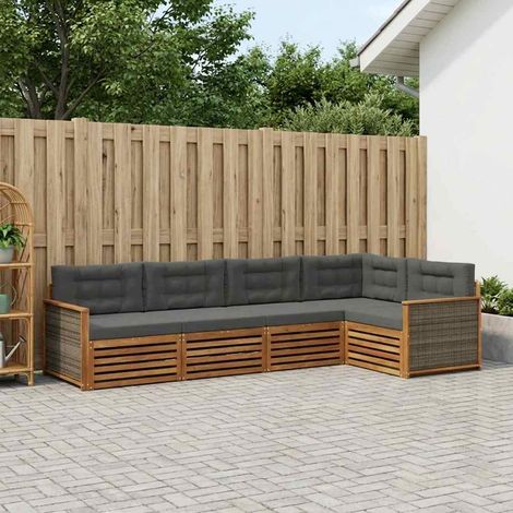 vidaXL Outdoor-Sofagarnitur mit Kissen 5 pcs Natur und Anthrazit (1/5)