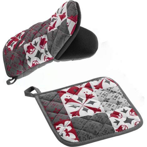Ensemble gant et manique à motifs crédence (1/5)