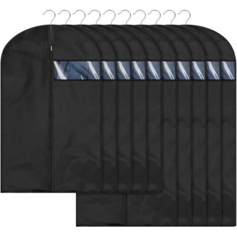 (8 pieces, black) Suit dust cover, hanging garment bag for home, three-dimensional garment dust cover