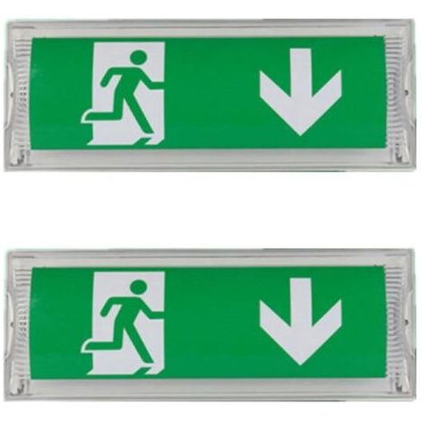Lot de 2 Lampe d'éclairage de secours à LED, avec batterie de secours jusqu'à 3 heures, Classe de protection : IP 65, Panneau d'indication de sortie/urgence, signe lumineux, Lumineux (1/5)