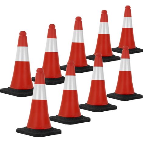 ECD Germany Set 9x Coni Stradali Segnaletici per il Traffico da 51 cm Rosso e Bianco Coni con Strisce Bianche Riflettenti Piloni con Base Pesante di Avvertimento Cono di Marcatura di Segnalazione (1/5)