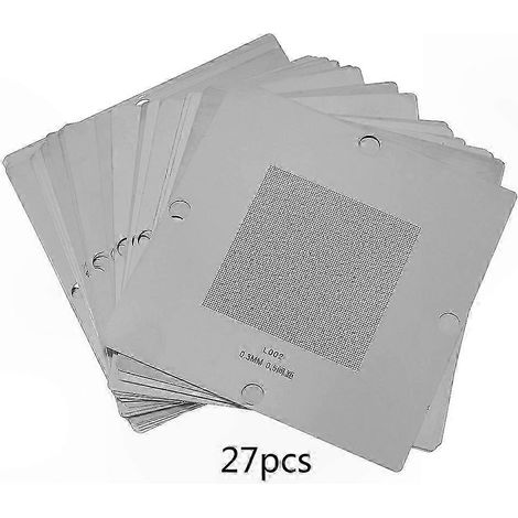 Kit de 27 pièces Stencil Reballing BGA Chauffage Direct Universel Rouge Gabarits de Soudure (1/4)