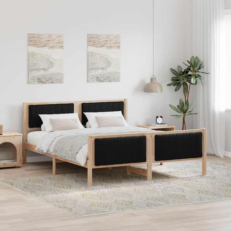 Bed frame Brown and black 160 x 200 cm Solid pine wood vidaXL (1/5)