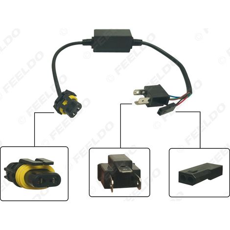 Phare automobile 9-36 V H4 9003 à faisceau variable avec adaptateur de ballast pour lampe xénon HID à câble direct