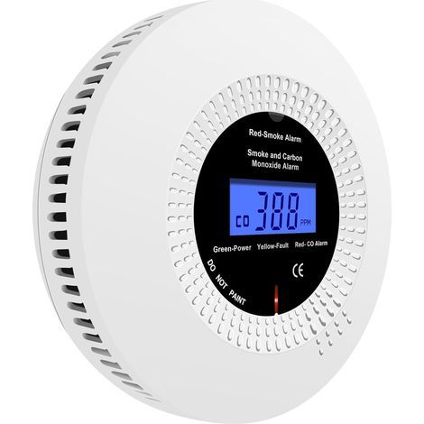 Smoke and carbon monoxide detector, combined smoke and carbon monoxide detector for domestic use with digital display, complies with EN 50291 and EN 14604. 1 unit (1/5)