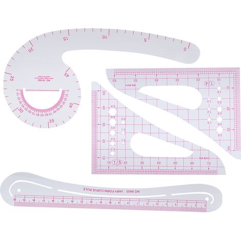 Règle de couture courbe 4 pièces, outil de gradation pour patrons de vêtements et création de patrons (1/5)