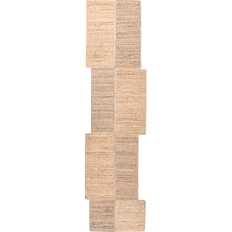 Alfombra de yute asimétrica 80 x 300 cm trenzada estilo rústico entrada pasillo dormitorio beige Sangli