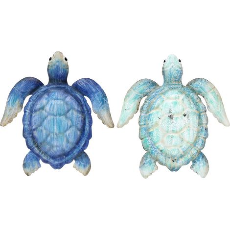Figurine de tortue en métal bleu et vert 2U pour la décoration intérieure (1/5)