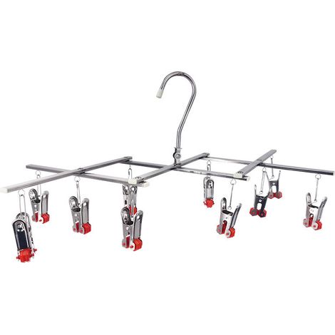 Étendoir Acier inoxydable,--Lefou Rack de séchage suspendu, séchoirs pliables Cintre, Séchoir à Vêtements, 10 Pinces à Linge, pour Serviettes /Chaussettes (1/5)