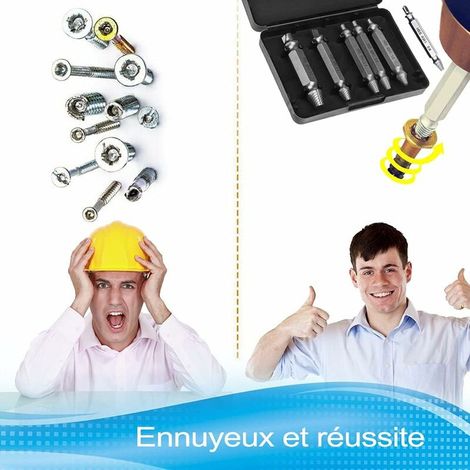 Endommagé vis Extracteurs Dénudés [6 Pièces], Extracteur de Vis, Extracteur de Boulons Cassés en Acier HSS 4341, Dureté Supérieure à 63 HRC, pour Boulons ou Vis Endommagés MNS (1/4)