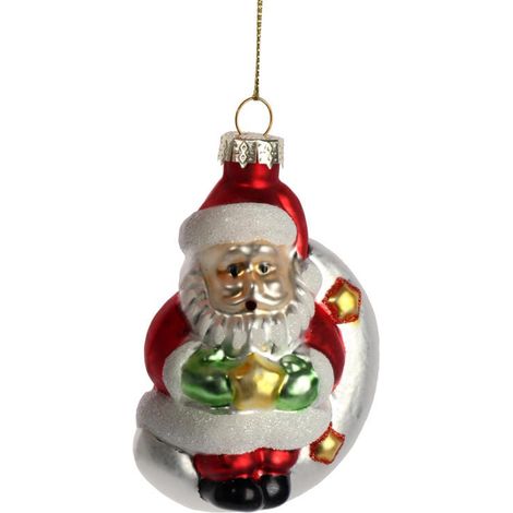 Rot-weiße Glas-Weihnachtsmannkugel, 11 cm – Exklusive Weihnachtsdekoration (1/2)