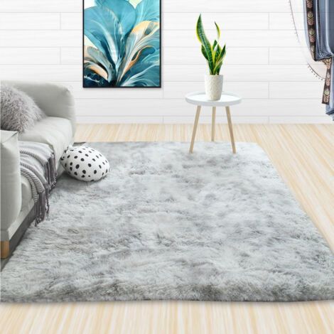Tapis Chambre Shaggy Tapis Pour Salon Shaggy Tapis De Sol Grand pour Couloir Soft Tapis à Poils Longs Moelleux Tapis Antidérapant Intérieur Moelleux épais Pour Salon Chambre(Gris blanc,80160cm) (1/5)