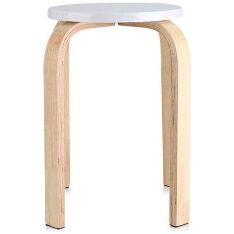 Tabouret empilable et antidérapant en bois courbé, coloris bonbon, idéal pour la décoration d'une chambre d'enfant, 1 pièce (blanc) FLITI (1/4)
