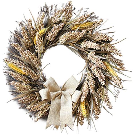 Couronne d'Automne 50cm avec Blé Artificiel pour Porte - Décoration de Récolte et Thanksgiving (1/5)