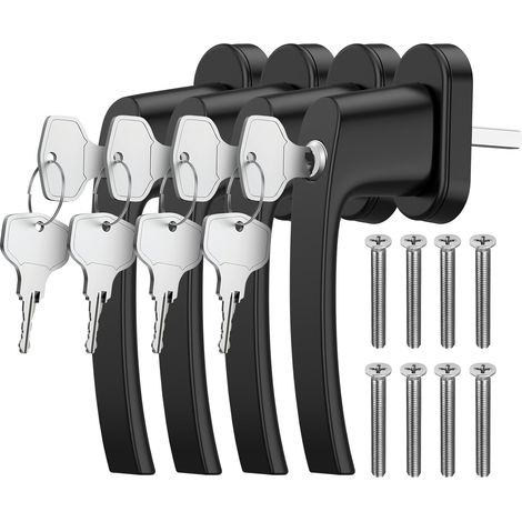 Poignées de Fenêtre Verrouillables en Aluminium avec Clés Poignée de Fenêtre de Sécurité 35 mm Sécurité Enfant Noir (1/5)