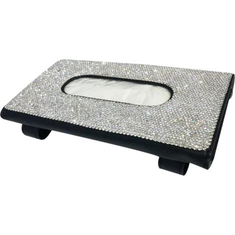 Taschentuchbox mit Sonnenblende PU Leder und Schmucksteinen