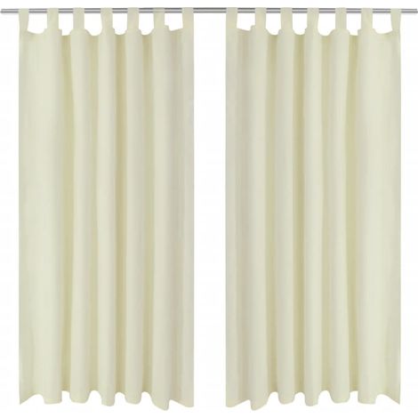 Rideaux en satin, ensemble de 2 pièces, 140 x 245 cm, crème
