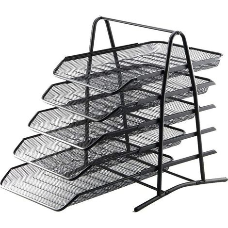 Youyijia Mesh Desk Organiser 5 Tier Letter Tray Stackable Mesh File Holder Office A4 Filing Desktop Document Storage for Home Office (Black) (1/5)