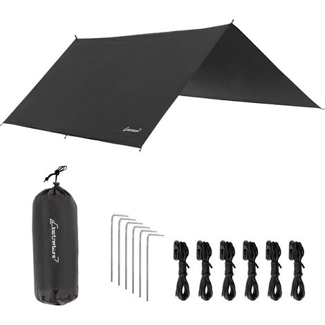 Tarp Wasserdicht Zeltplane Ösen 293x213 Anti UV Schwarz 396x293 (1/5)