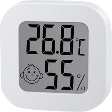 Lot de 1 thermomètres hygromètres LCD Mini thermomètre numérique de chambre Thermomètre de température et d'humidité pour la chambre, le bureau, le sous-sol, 50℃-70℃（-58℉-158℉）10%RH-99%RH  HR, blanc (1/5)