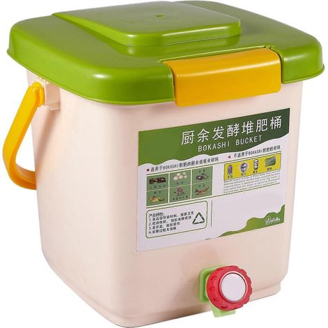 Bac à compost de 12 litres, recyclable et respirant, en polypropylène (PP), pour déchets organiques faits maison et pour le potager. (1/5)