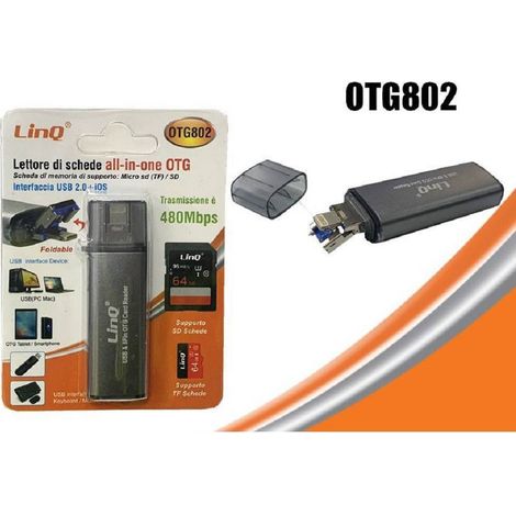 Trade Shop - 2IN1 LIGHTNING USB-STECKER OTG USB-BUCHSE SD MICRO-SD-KARTENLESER OTG802 - (1/5)