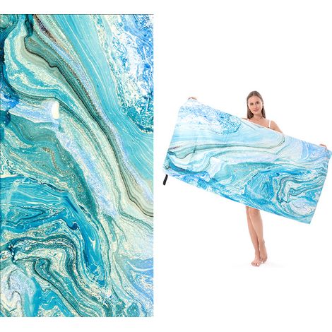 1 serviette de plage en microfibre, 150 x 75 cm, séchage rapide, anti-sable, pour voyage et piscine (1/5)