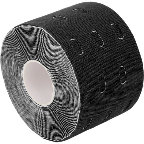 Bandage musculaire élastique avec trous de ventilation, ruban adhésif athlétique noir pour épaules, poignets et chevilles (1/5)