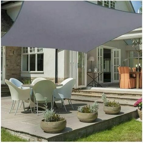 Vela ombreggiante rettangolare 2x5m Telo ombreggiante Vela parasole Impermeabile Traspirante Protezione UV per Campeggio Terrazza Giardino Balcone Piscina all'aperto, grigio (1/4)